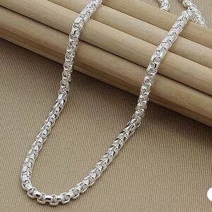 New 18 Inch Round Box Silver Chain